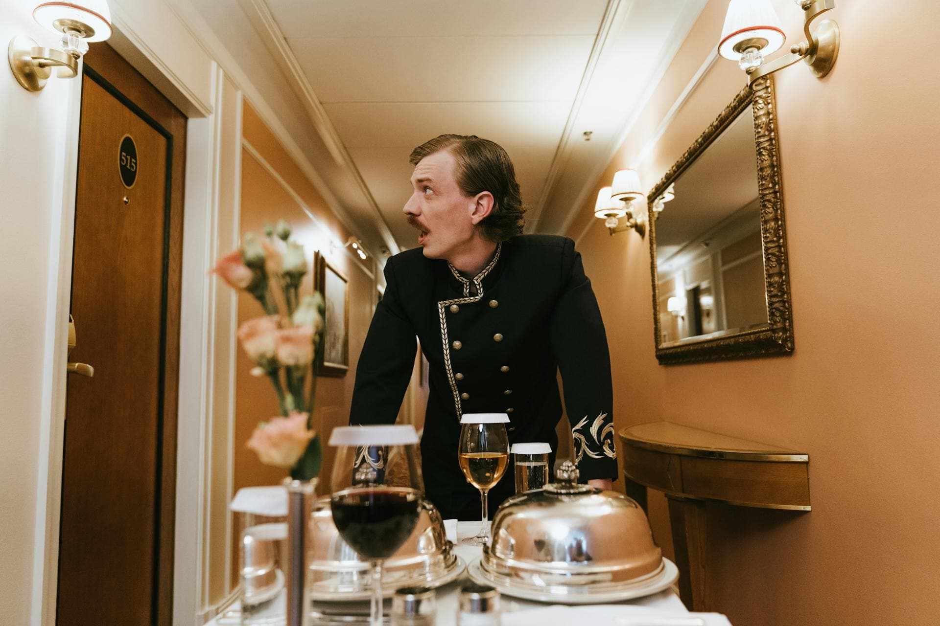 Attendant preparing the lounge for guests